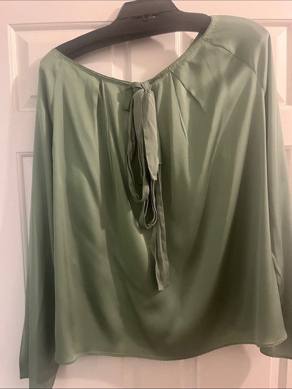 Elie Tahari Light Sage Green Tie-Back Blouse